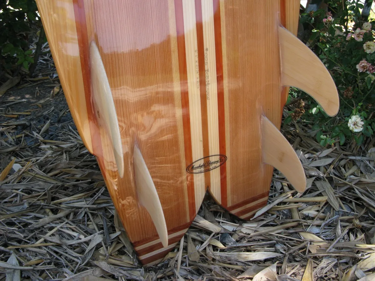 Bob Merson hollow wood quad fish, Marlon Bacon bamboo fins photo: Merson