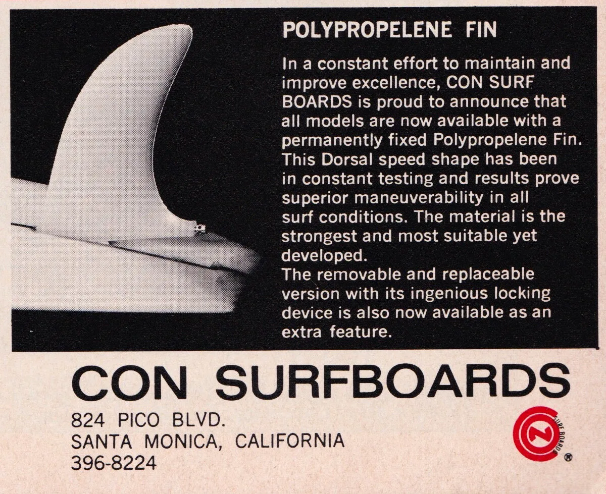 Con Surfboards polypropylene fin, 1966
