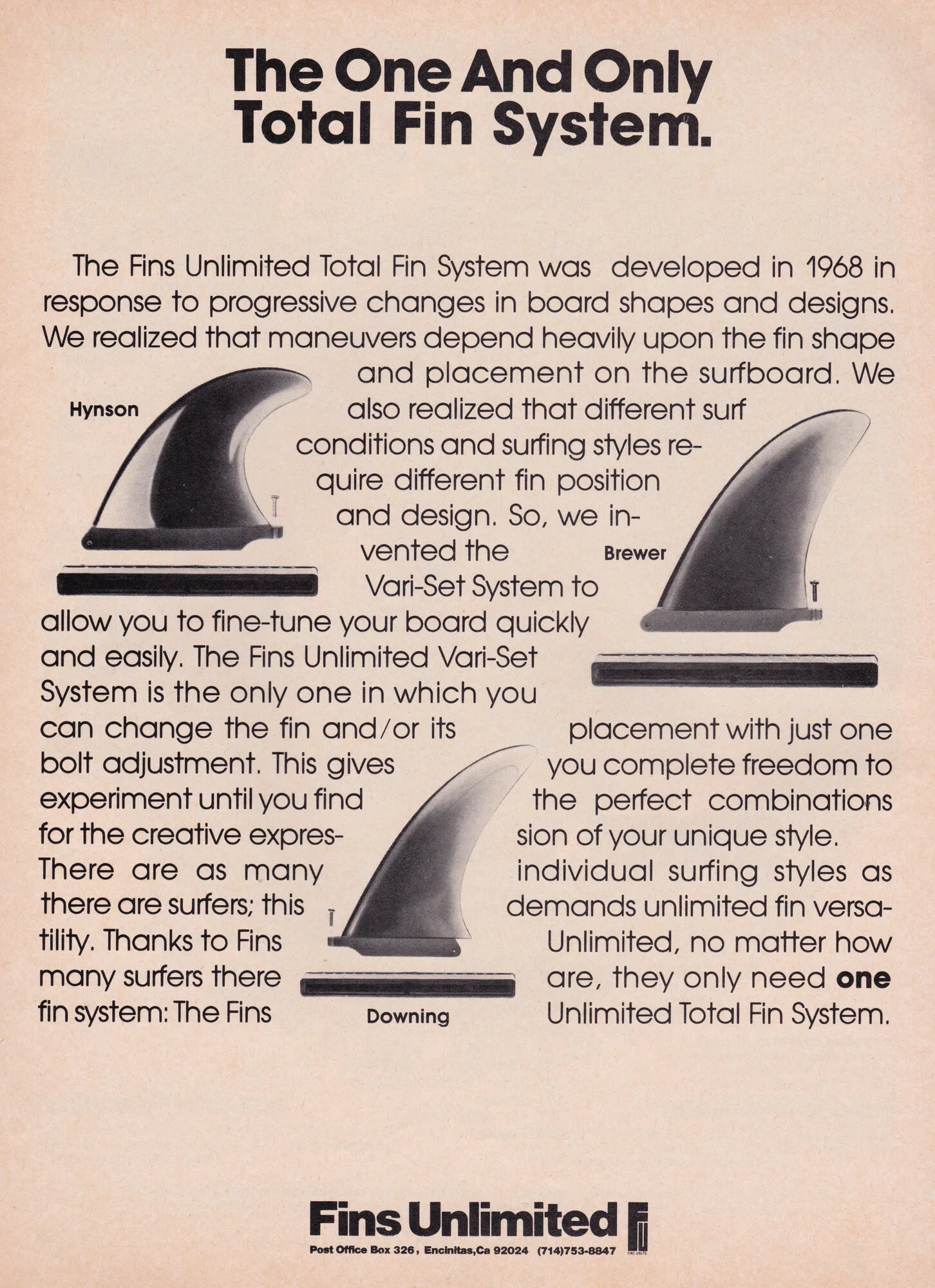 Fins Unlimited Total Fin System, 1976