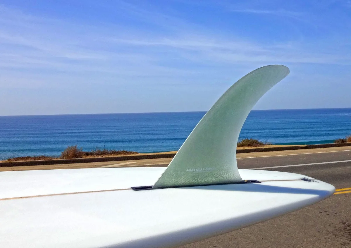 10" fiberglass flex fin from Fiberglas Fin Co., made by Larry Allison